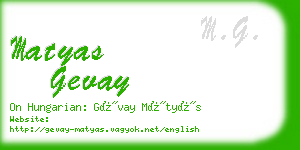 matyas gevay business card